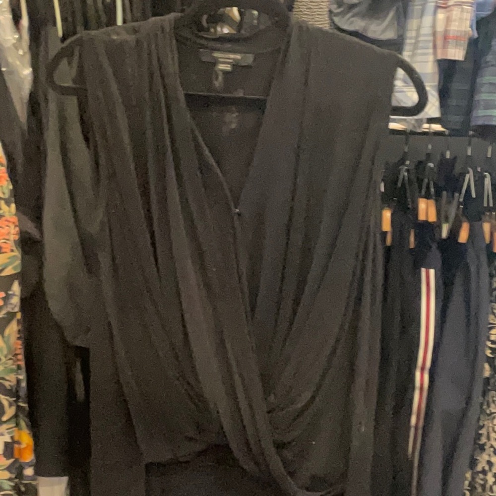 All Saints Wrap Shirt Black Size Medium